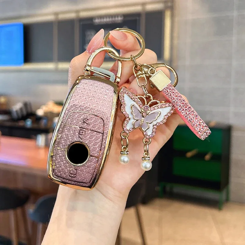 

Suitable for Mercedes Benz C E A B S Class GLE GLA GLB GLC GLS AMG keychain exquisite durable car interior shiny key shell