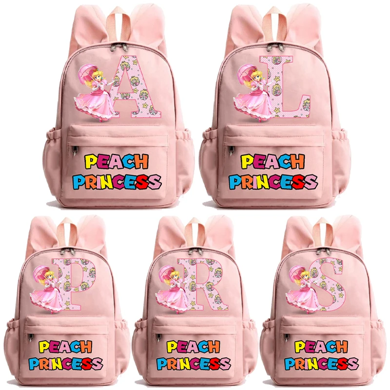 Mochila escolar de Super Mario para niñas, Bolsa Escolar con estampado de dibujos animados de princesa melocotón Kawaii, suministros escolares para niños, regalos de cumpleaños, novedad