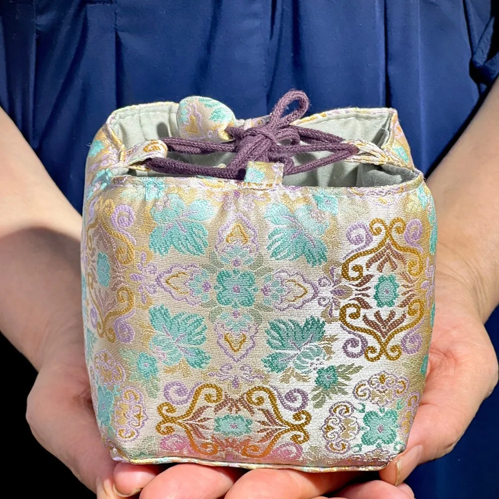 Chinese Style Tea Set Organizer Bag Embroidered Breakage-proof Teacup Drawstring Cloth Pouch Tea Ceremony Accessories