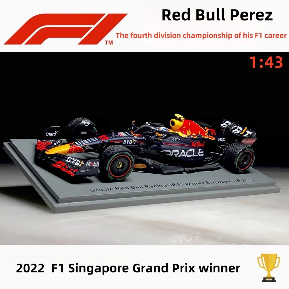 Perez 2022 F1 Singapore Grand Prix champion Red Bull RB18 Rain tire 1:43 resin miniature model, adult decoration, boy toy