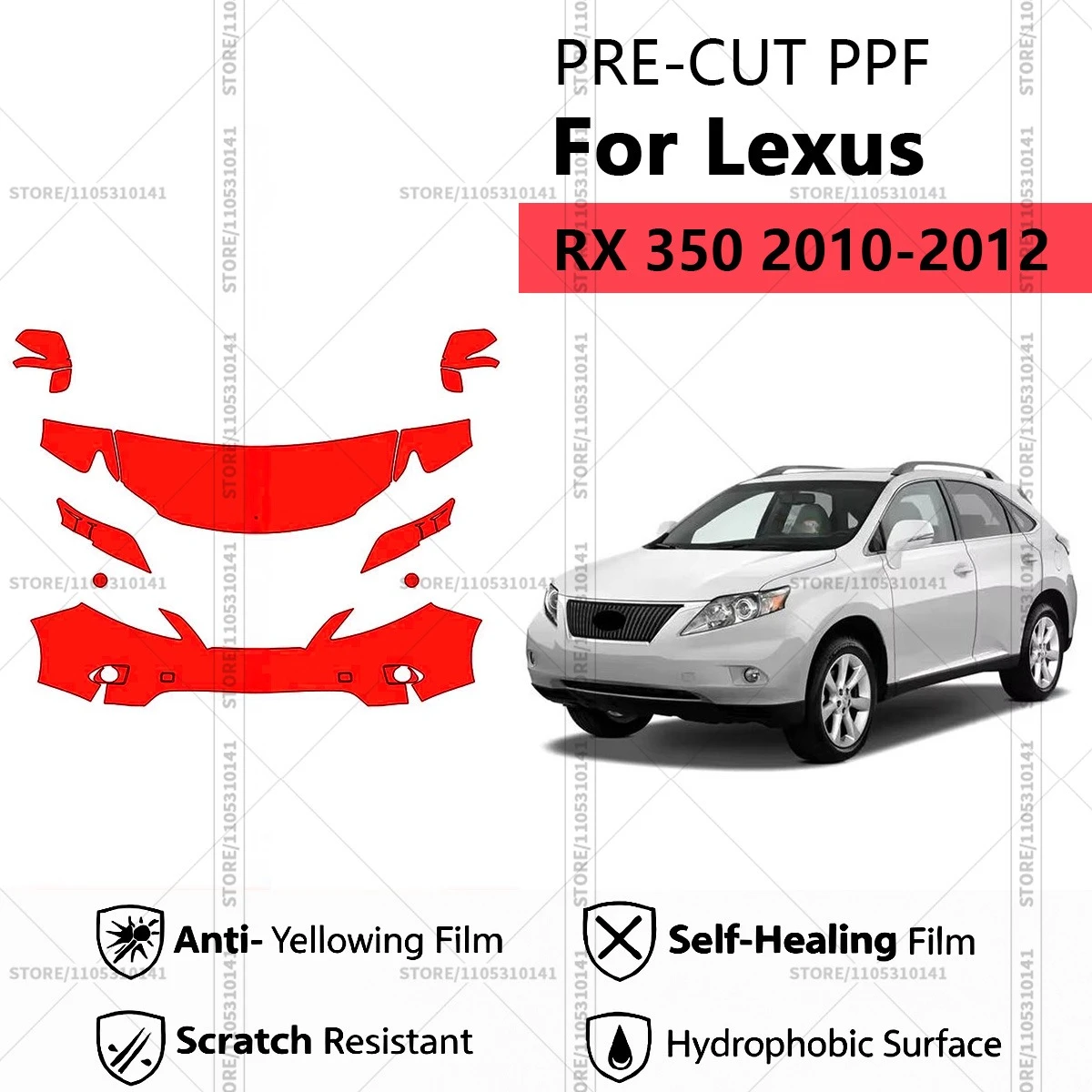 Pre-Cut Paint Protection Film PPF Transparent Car Film Professional Automotive PPF Front Kit For Lexus RX 350 2010-2012