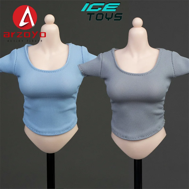 ICE TOYS IC1022 1/6 여성용 타이트 플리츠 반소매 티셔츠 의상 모델 12'' TBL JIAOU 솔저 액션 피규어 바디 인형용