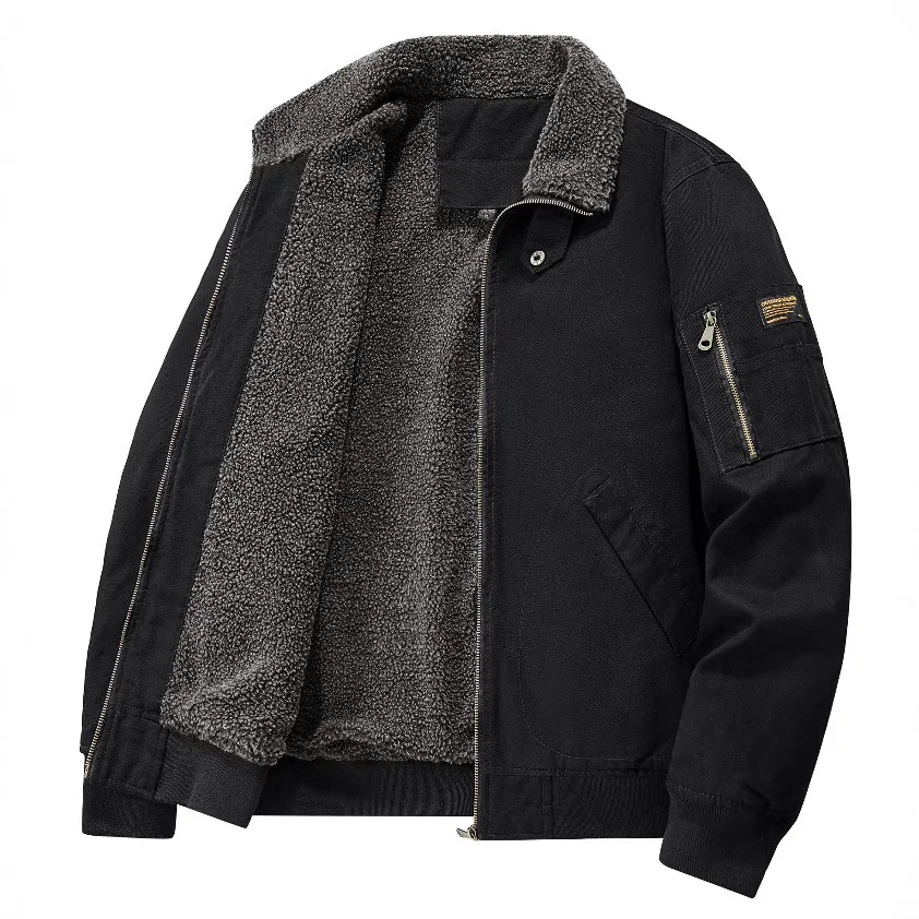 Winter Men's Jacket Lamb Fleece Cotton Jackets Men's Fleece Thickened Warm Jacket Tooling Lapel Warm Winter Coat for Men