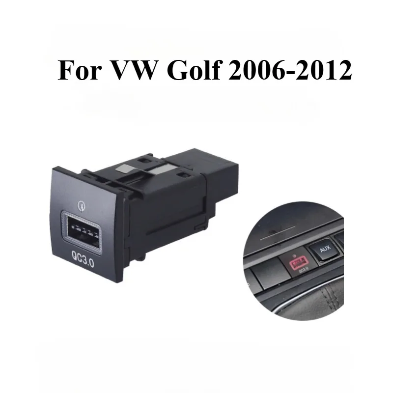 

For VW Golf 2006-2012 Car USB Charger Socket PD Quick Charge QC3.0 Cigarette Lighter Interface Adapter Button