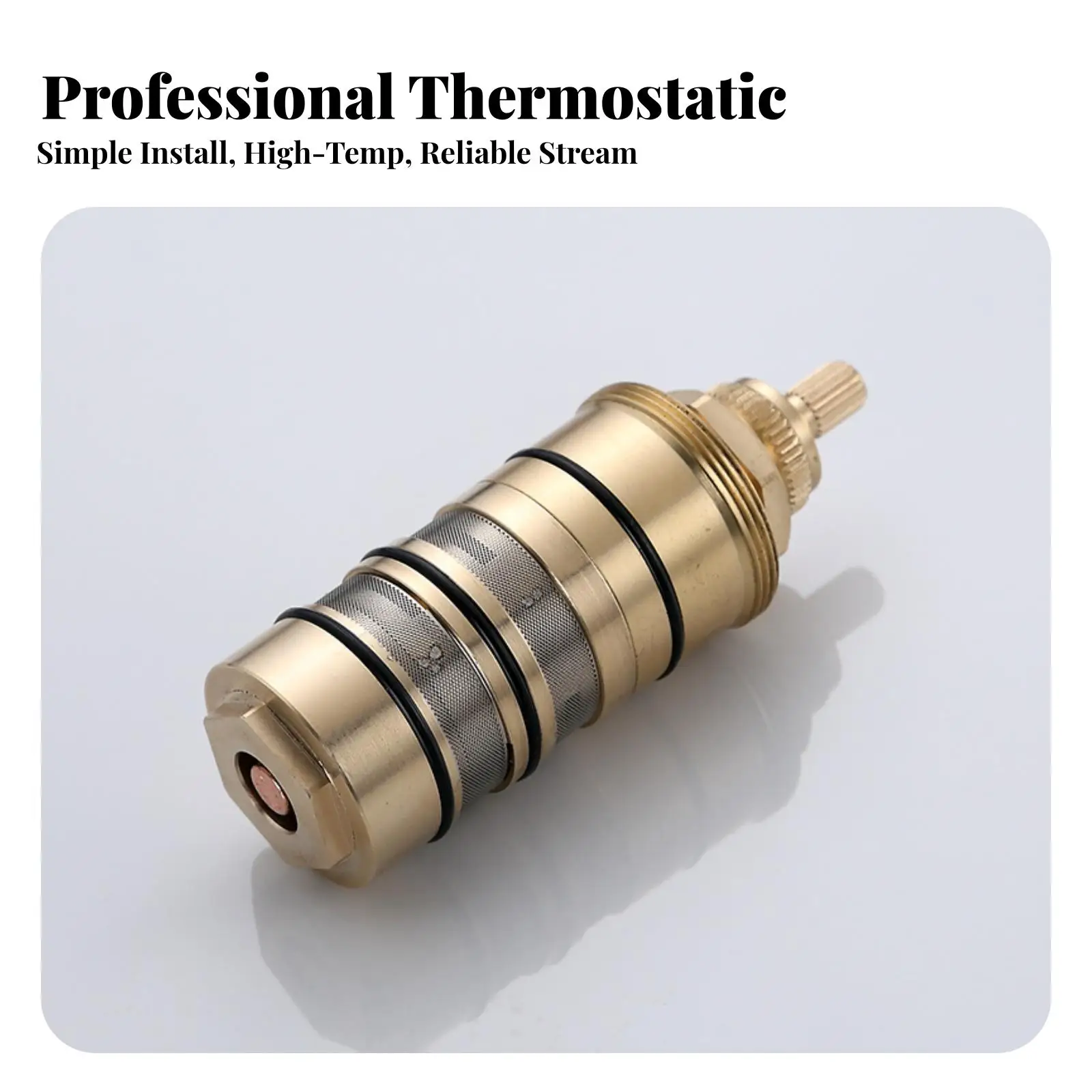 Solid Brass Thermostatic Shower Valve Assembly with Built in Filter Bands for Leak Proof Bathroom Water Mixing System