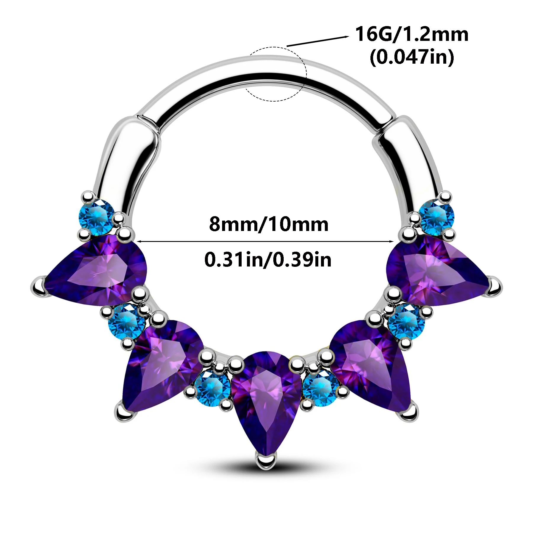 Zircon Nose Ring Hoop with Gemstone Design