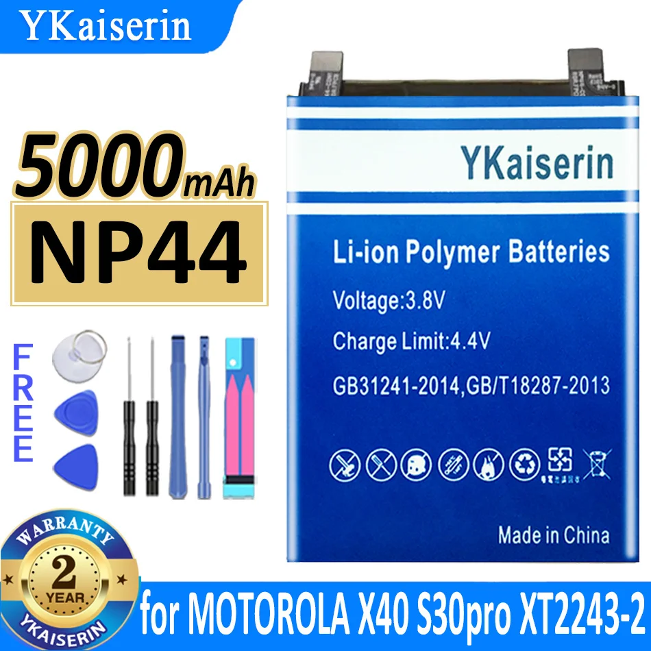 

Аккумулятор ykaisсеребрин 5000 мАч NP44 для MOTOROLA moto X40 XT2301-5 PF46 S30pro s30 Pro XT2243-2 Bateria