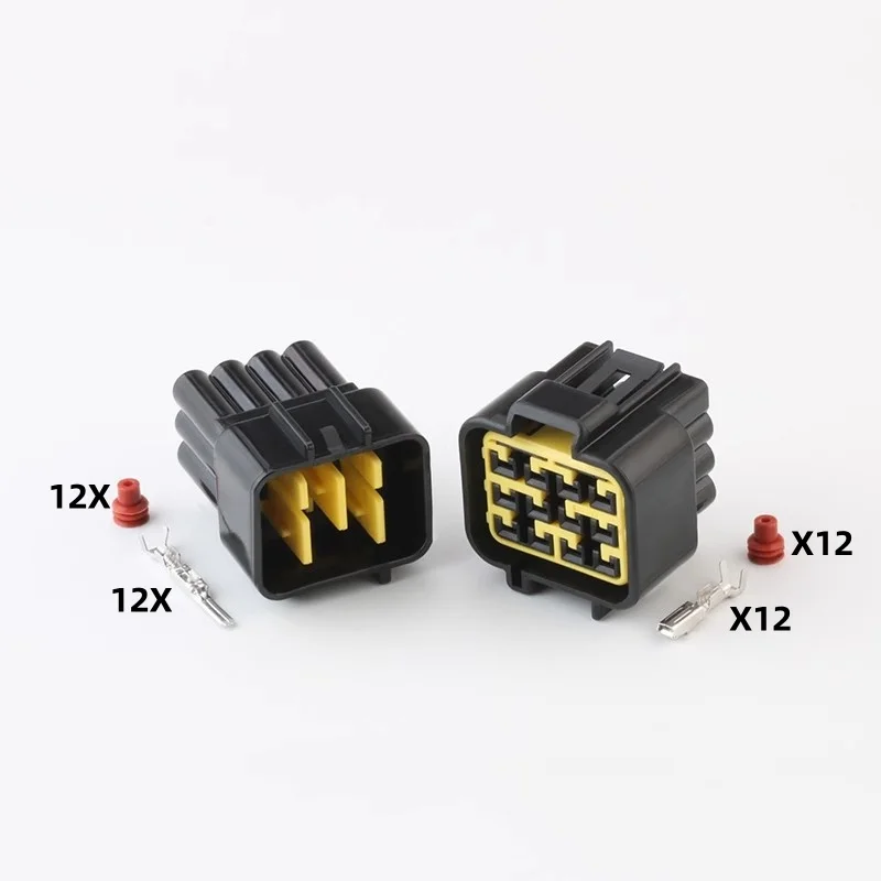 

1 Set FW-C-12M-B FW-C-12F-B 12Pin DJ7121Y-2.3-11 DJ7121Y-2.3-21 Furukawa Black Female Male Connector
