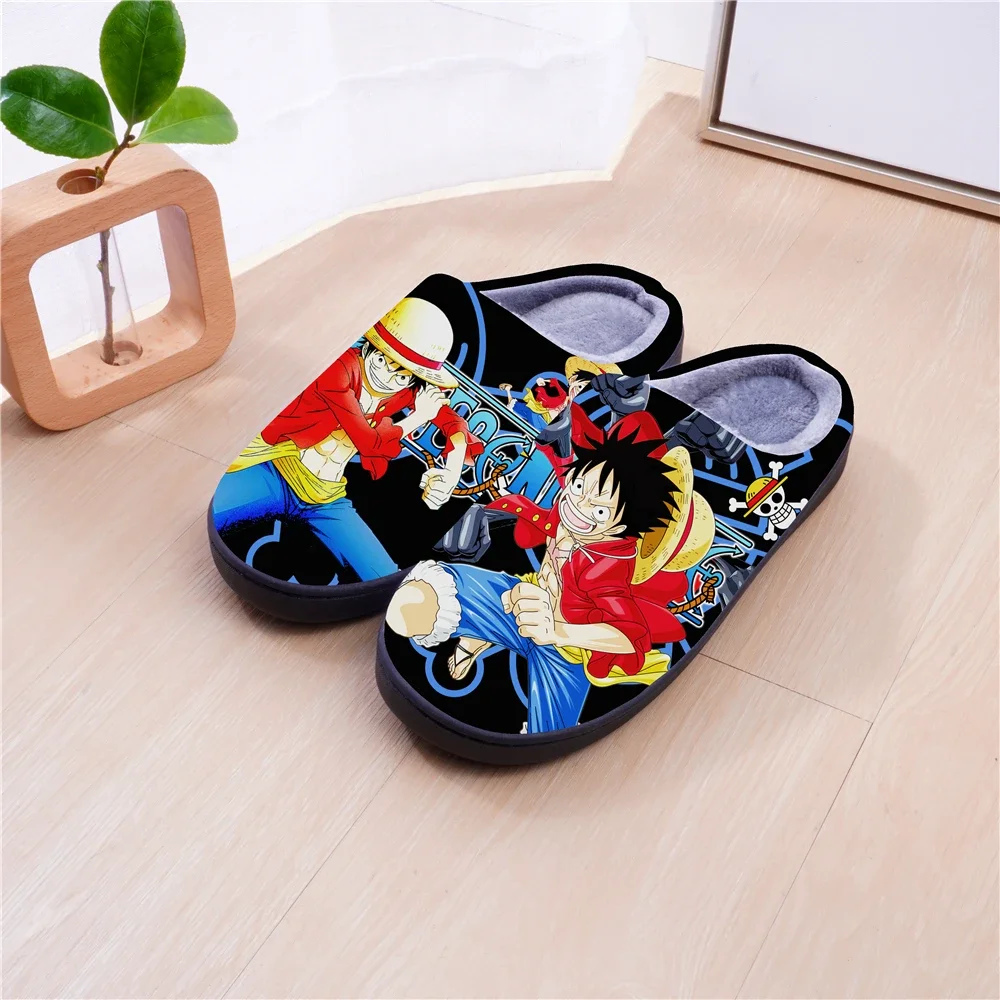 ONE PIECE Winter Warm Slippers Luffy Roronoa Zoro Chopper Nami Cosplay Cute Cartoon Shoes For Men Women Boy Girl Unisex Gift