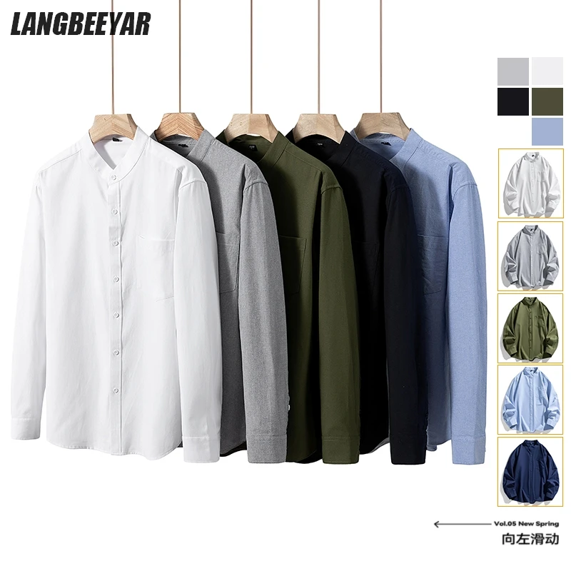 

Top Grade Henley Neck Shacket Breathable Streetwear New Fashion Stand Collar Trending Loose Shirt Long Sleeve Casual Spring