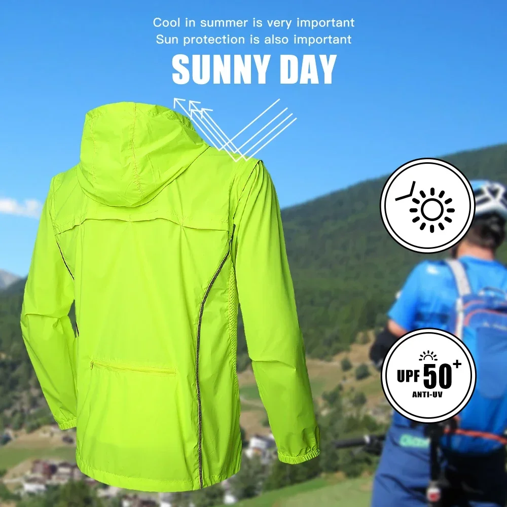 QUESHARK giacca da ciclismo riflettente impermeabile antivento da uomo MTB bicicletta manica lunga giacca a vento senza maniche gilet da bici