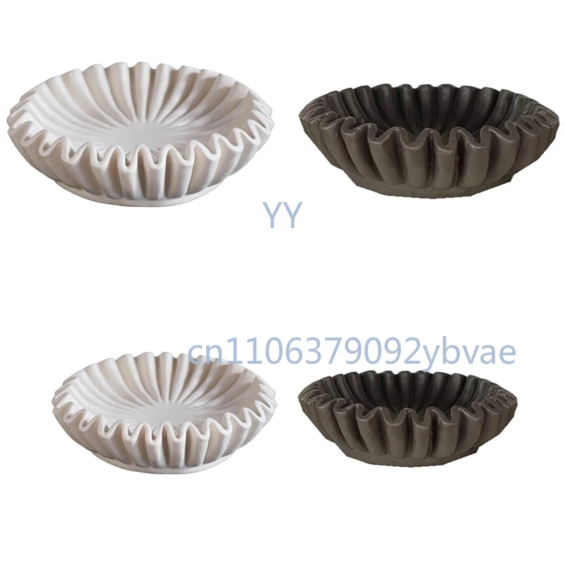 

Fluted Ruffle Decorative Bowl Home Decor Accent for Living Room Coffee Table Bookshelf Console