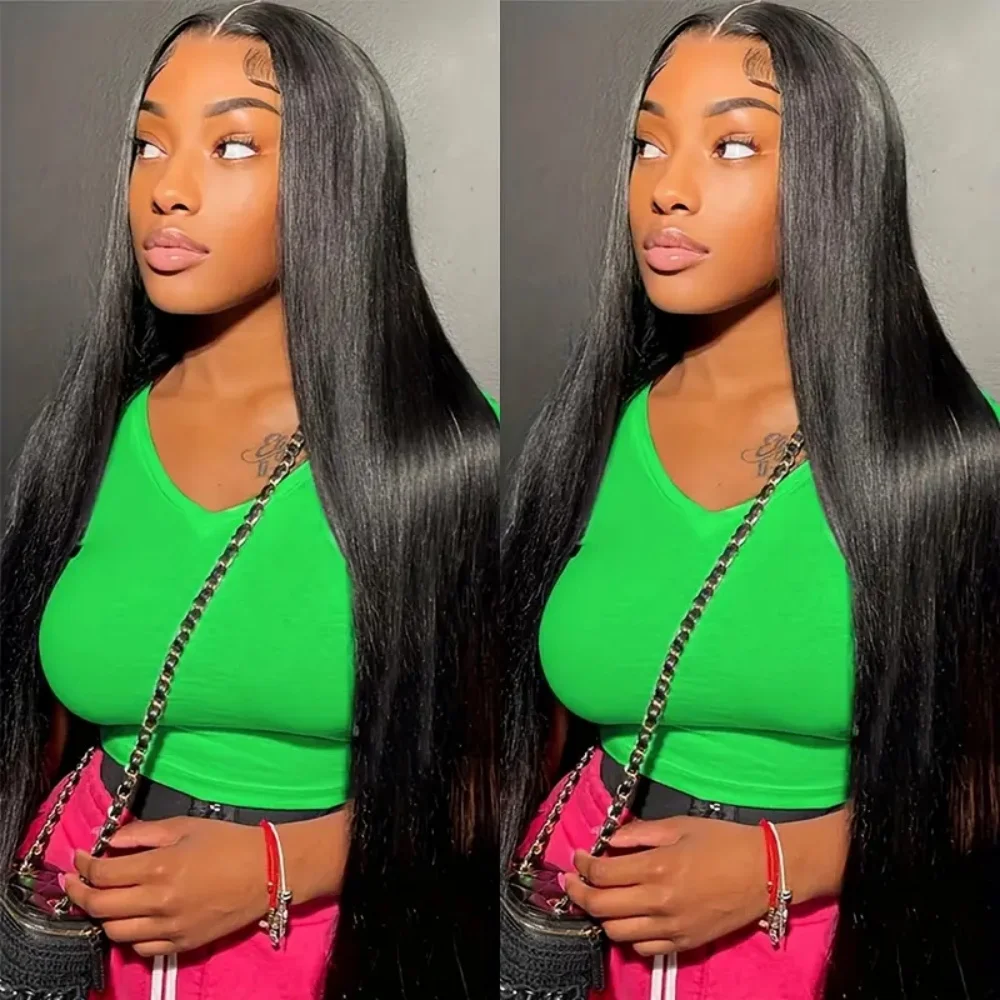 36 Inch Transparent Straight Lace Front Wigs Brazilian Human Hair 13x4 Lace Frontal Wigs Black For Women Pre Plucked Human Hair