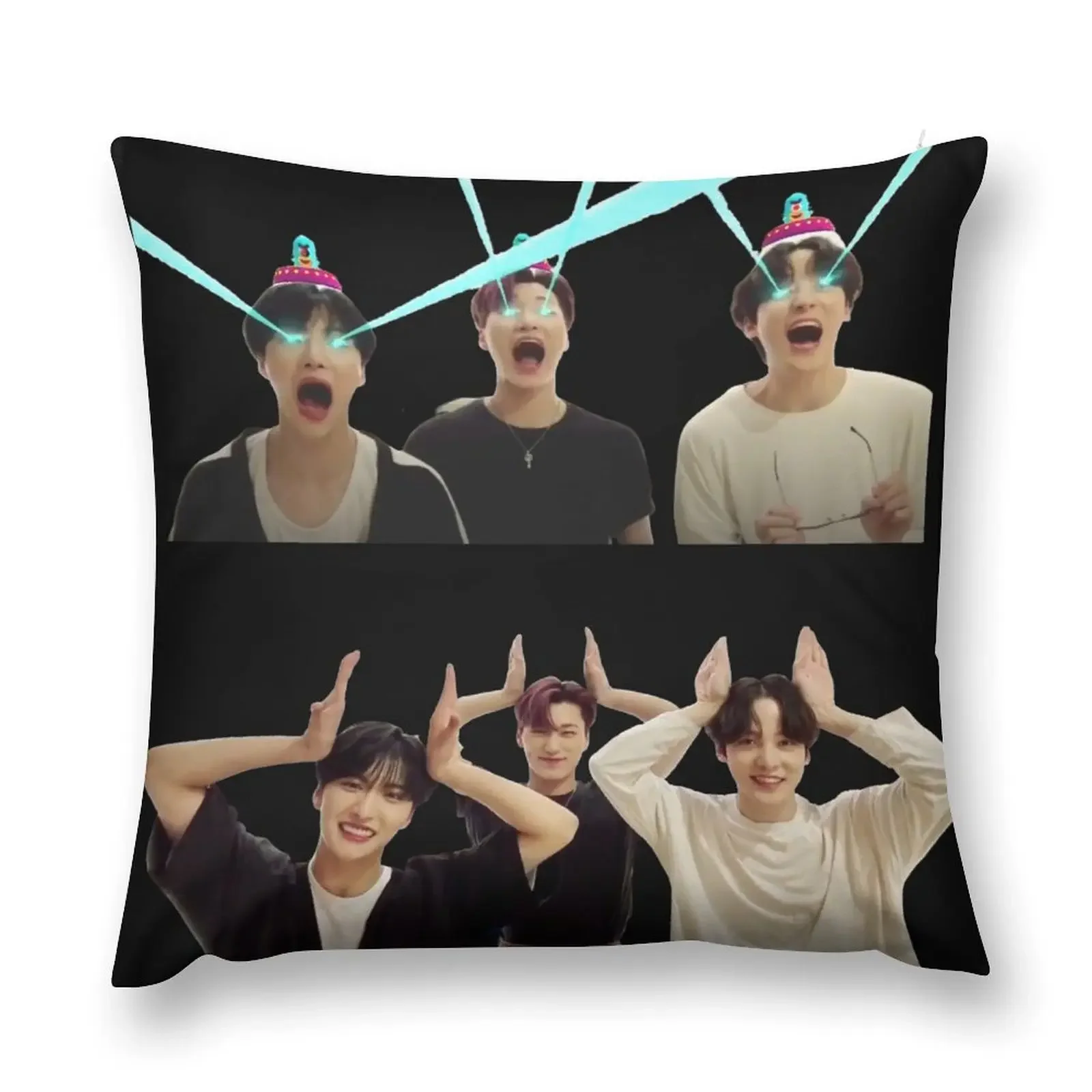 San, Seonghwa and Yunho Ateez Cute Meme Throw Pillow Sofa Cushion Cover Pillowcase Cushion pillow