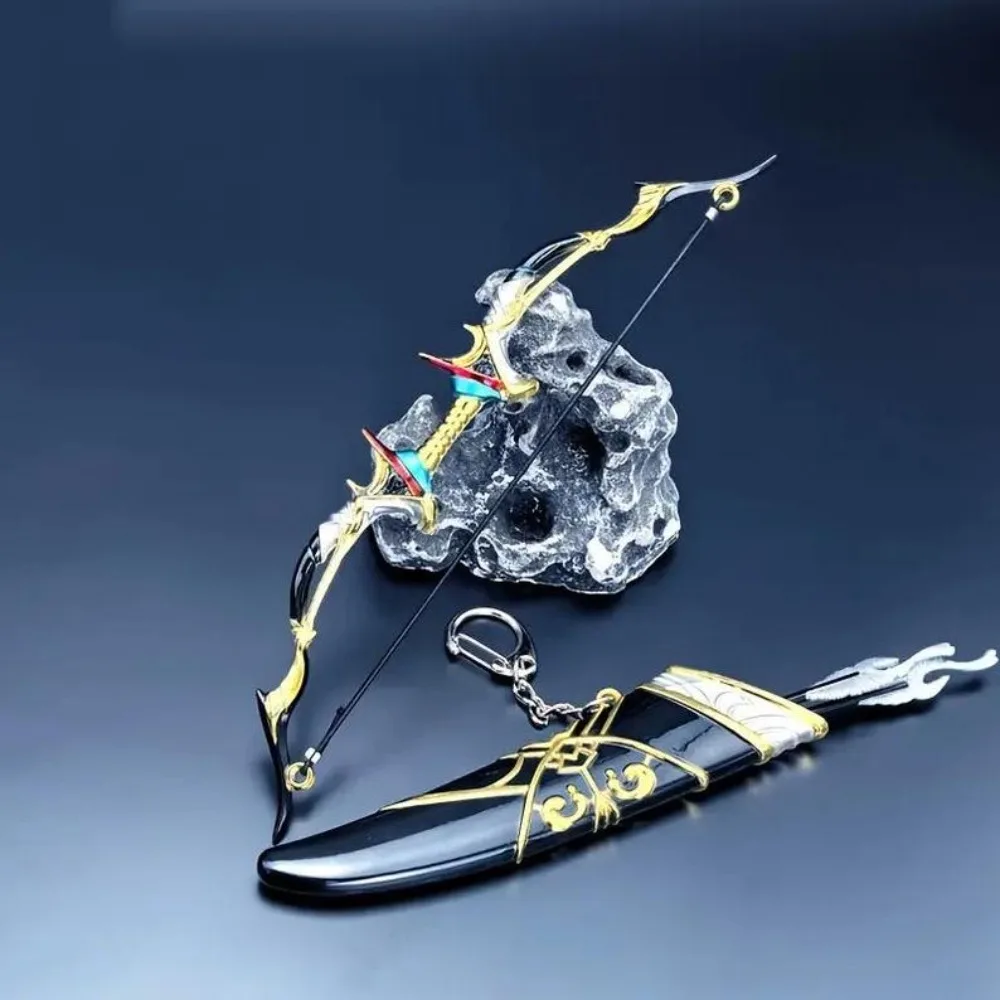 Mini Archery Bow Set Hunting Bow Model Metal Material Miniature Sports Toy Desktop Decoration Keychain for Adults Kids view 6