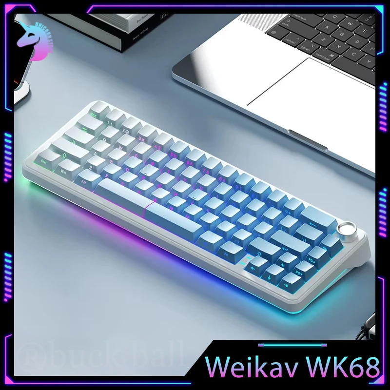 Weikav Wk68 Mechanical Keyboard Tri Mode Wireless Keyboard Custom 4000mah Hot Swap With Knob Rgb Gaming Keyboard Pc Accessories