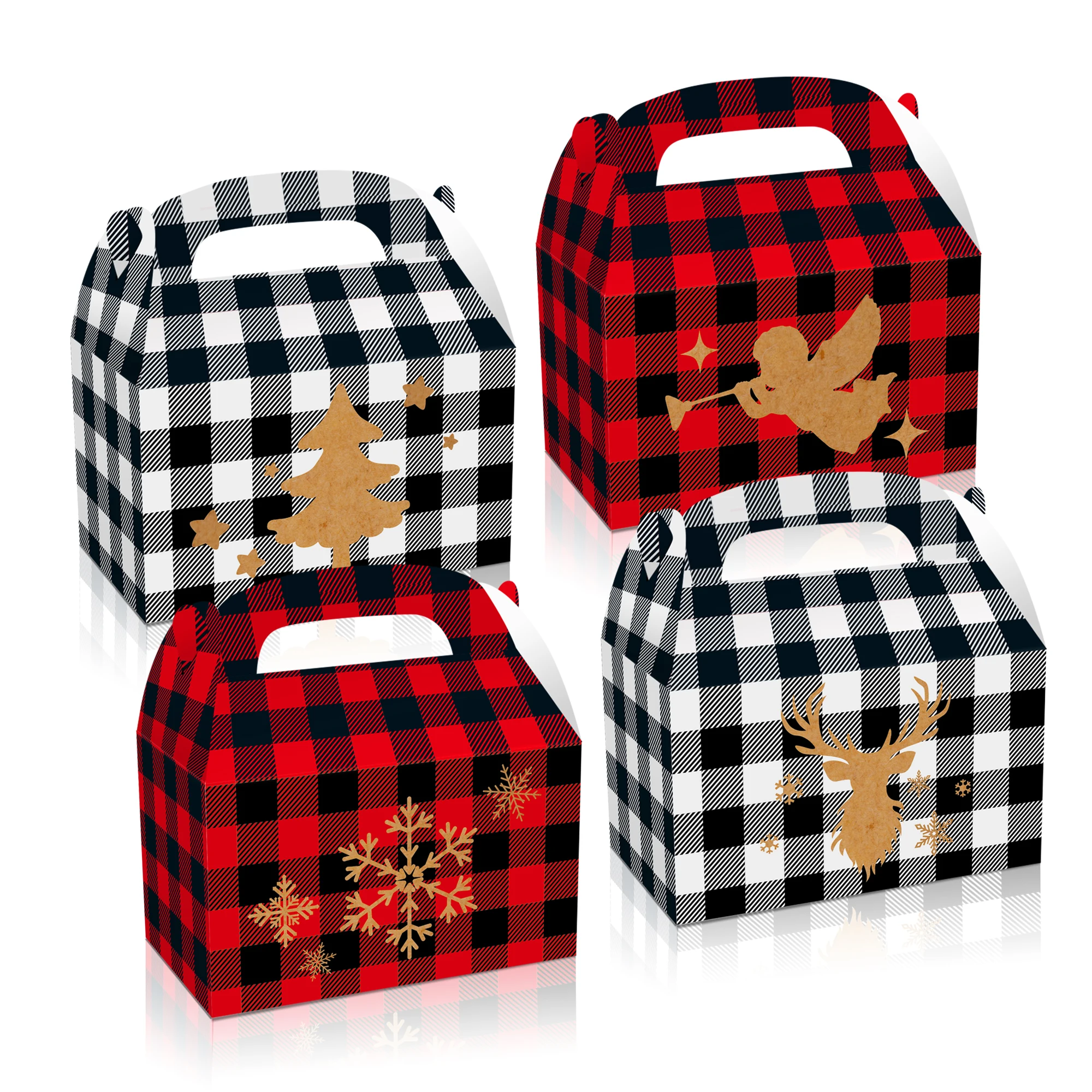 

DD071 4Pcs Winter Snow Merry Christmas Party Portable Paper Gift Box Deer Angle Xmas New Year Party Candy Packing Decorations