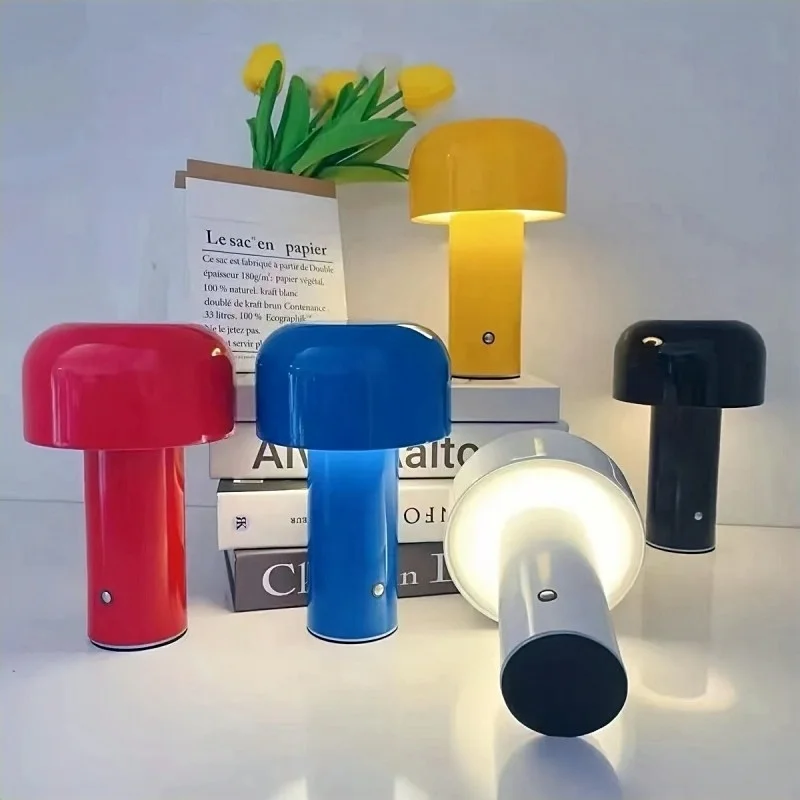 

Wireless Charging Mushroom Lamp Touch Dimming Bedside Night Light, USB Powered, Modern Decor for Home, Hotel, Cafe Energy Saving