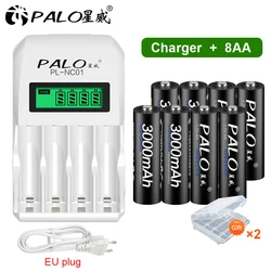 PALO 4-12 szt. 3000mAh NI-MH 1.2V AA akumulatory AA akumulator z wyświetlaczem LCD inteligentna ładowarka do akumulatora