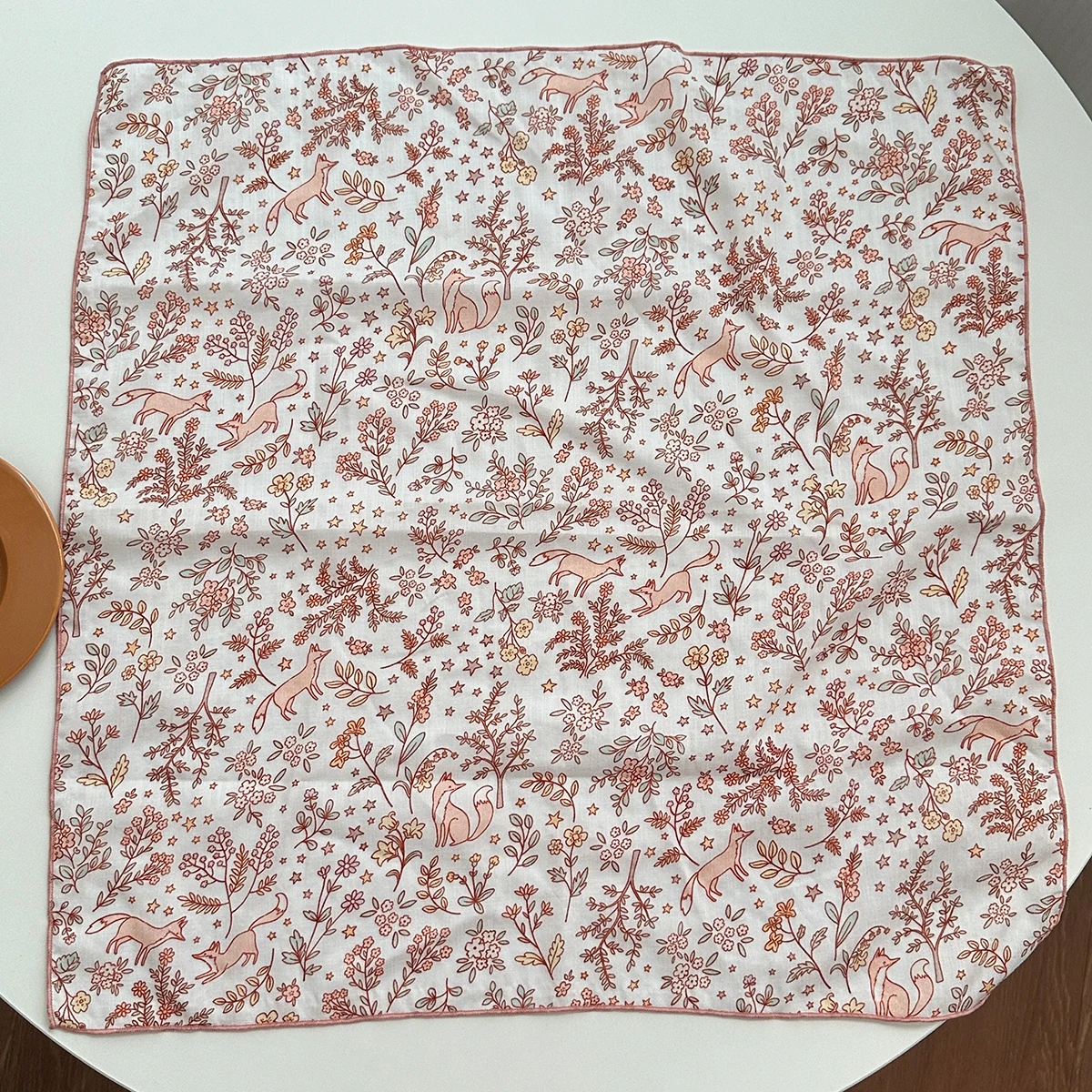 زوج من وشاح نسائي بنمط الثعلب الزهري، عصابة رأس ناعمة وخفيفة الوزن ومتعددة الوظائف للرقبة، إكسسوارات أزياء الربيع والخريف، تصميم مخطط ذو ملمس نباتي لامع