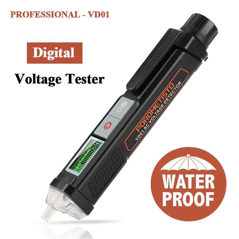 POROMETISTO VD01 Voltage Detector Voltage Electrical Pen Non-Contact AC 12-1000V Circuit Tester LCD Smart Breakpoint Finder