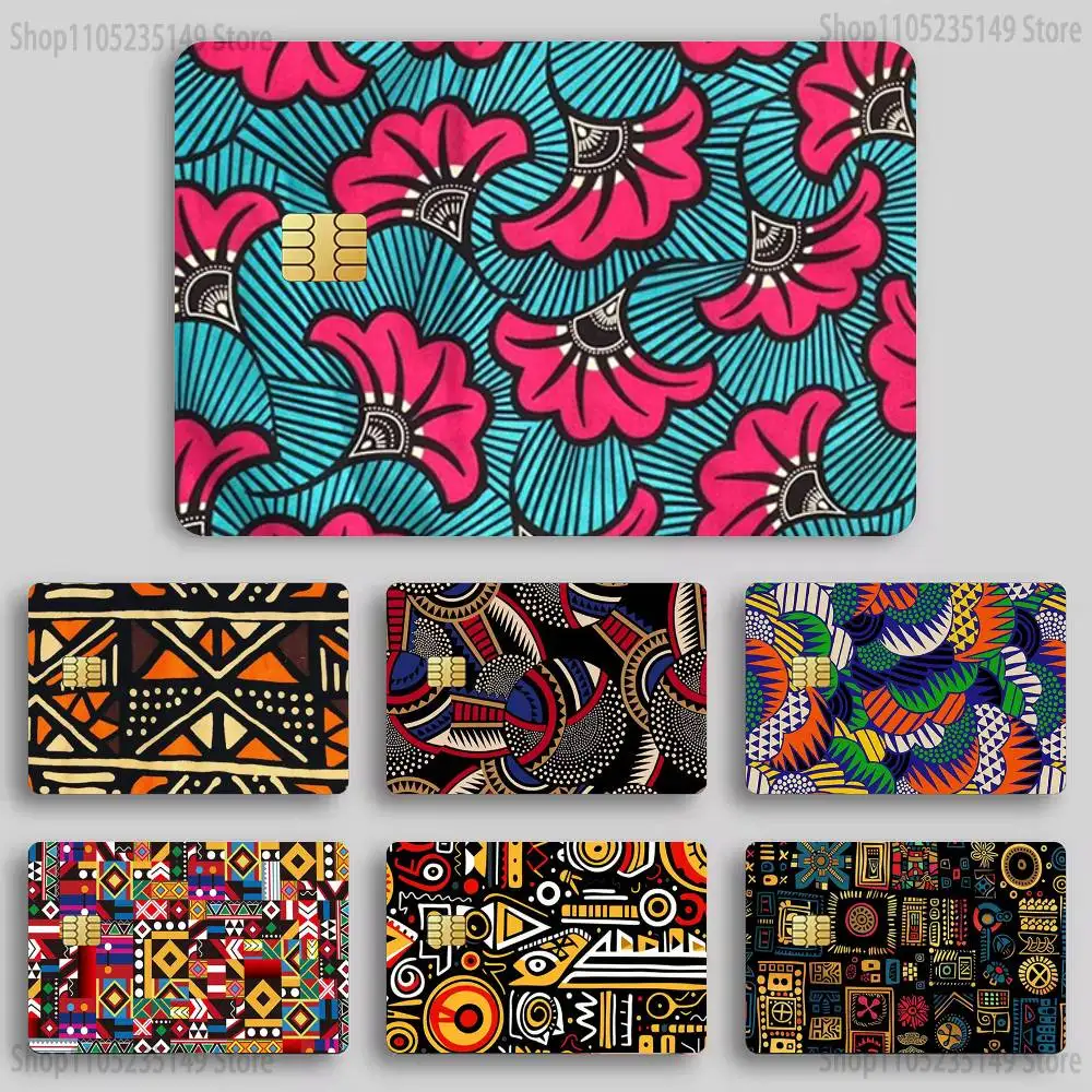 

African Fashion Fabric Credit Card HD Stickers Game Card Decal Card Matte Film Skin Small Chip Waterproof Sticker