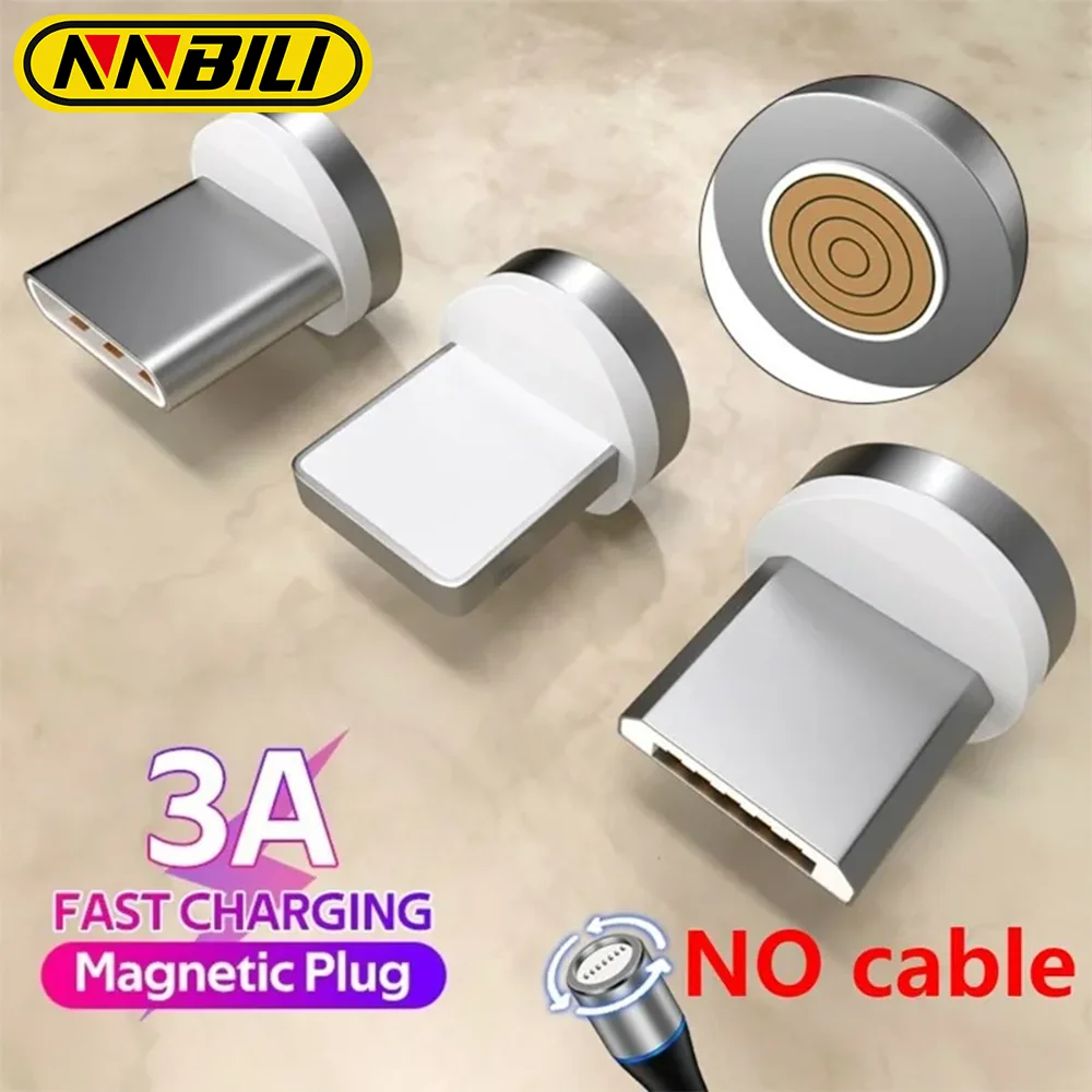 NNBILI Magnetic Plug For IPhone Android TYPE-C Magnetic Sucker Head 360 Degree Rotating Head Charging Data Feature Blind Suction