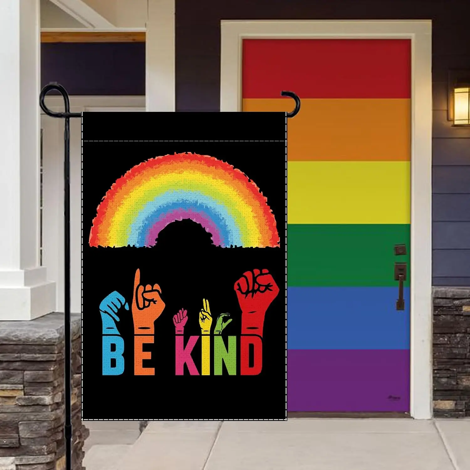 Rainbow Pride Garden Flag Be Kind Small Flags for Outside, 12x18 Inch LGBTQ Parade Gay Pride Lesbian Transgender Bisexual Do MMZ - view 2