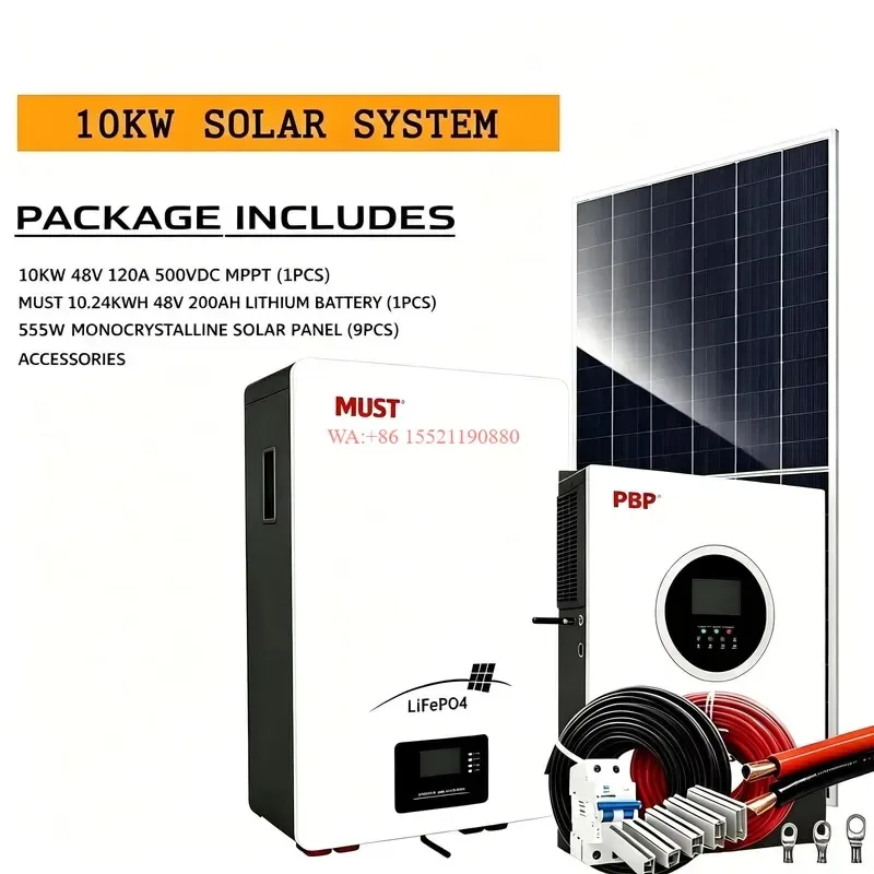 WMWMNU High Capacity 10KW Off Grid Solar Power Kit with 20KWH Battery Pack for Large Home