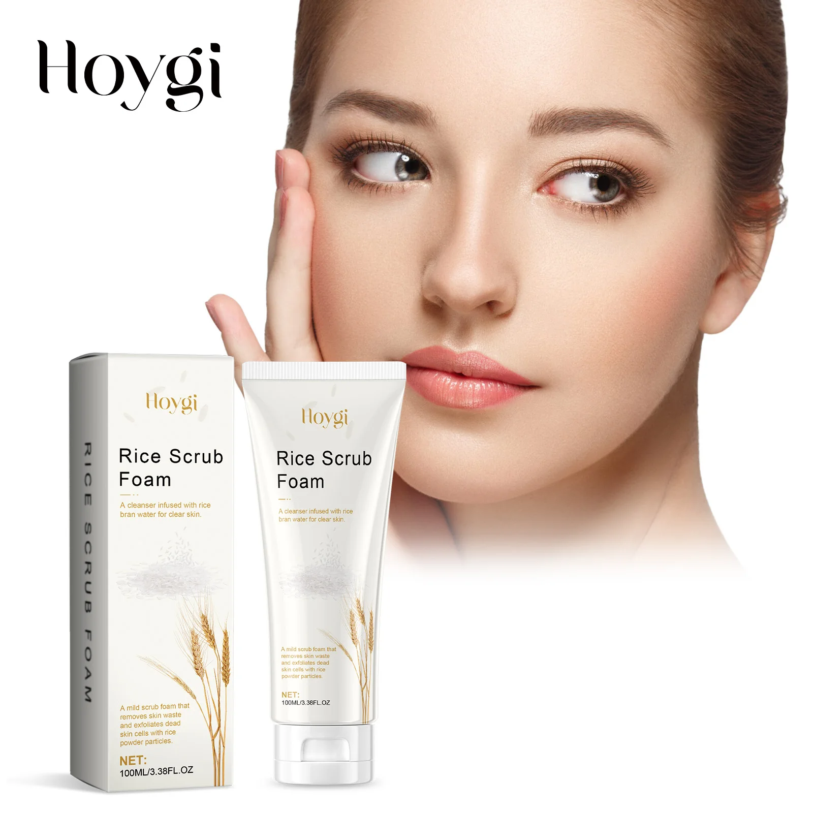 

Hoygi Rice Cleanser Gentle Hydrating Brightening Amino Acid Rich Soothing Natural Face Wash for All Skin Types Sensitive Oily