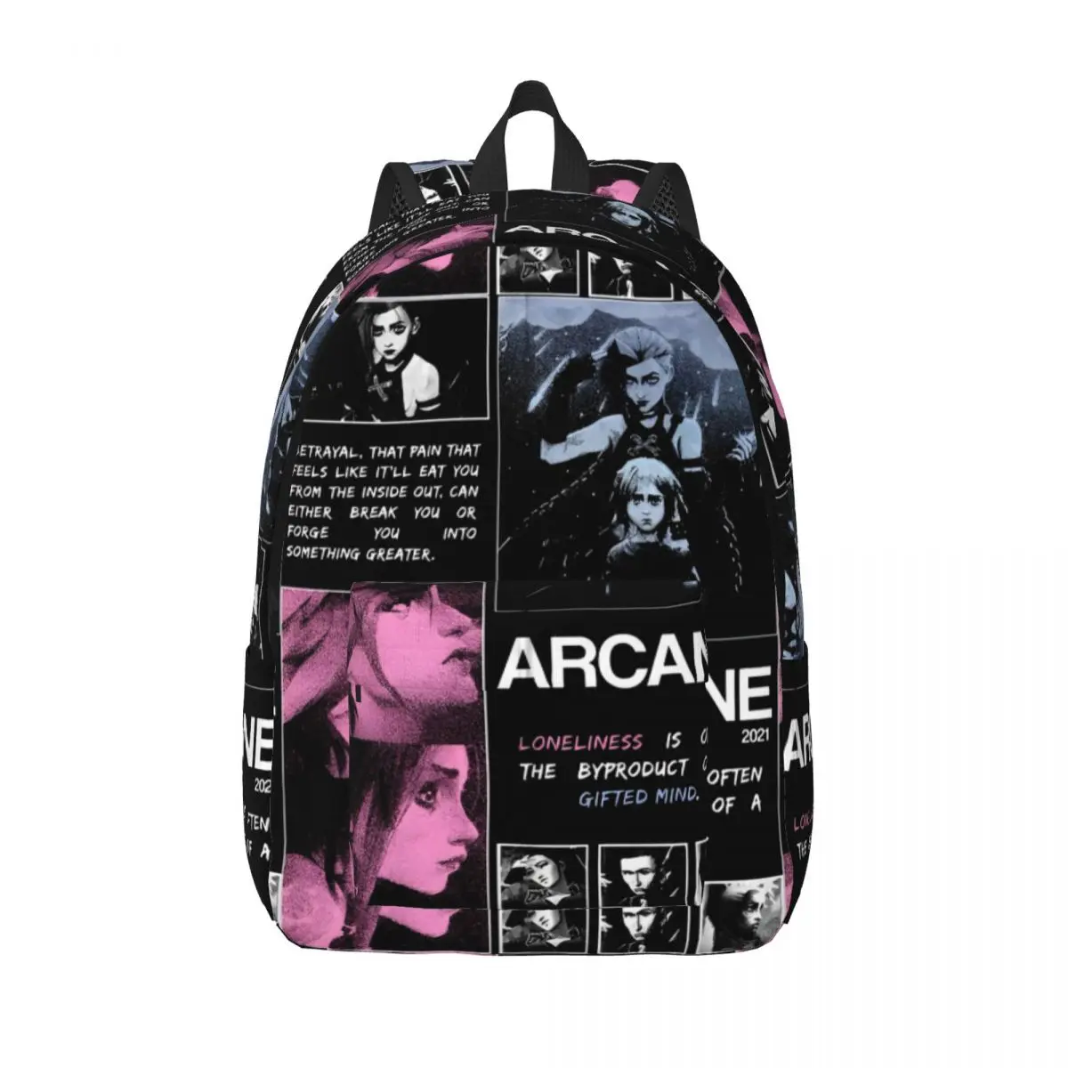 

Arcane Season 2 Jinx Vi Backpack for Men Women Teenage Student Work Daypack Anime Game Laptop Computer Shoulder Bag Durable