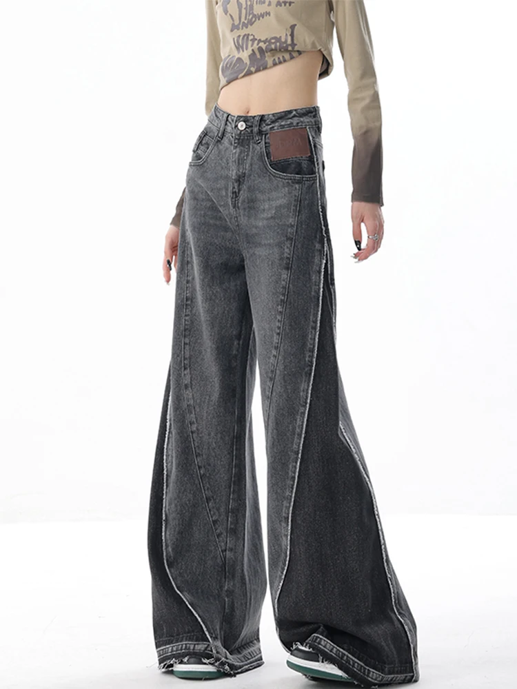 

Fashion Grunge Denim Bell Bottoms Women High Waist Slim Flared Jeans Full Length Office Lady Streetwear Vintage 2000s Aesthetic