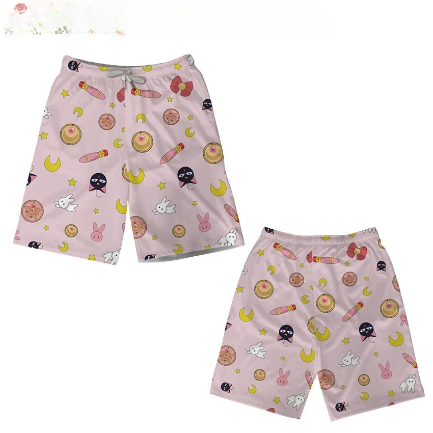 Sailor Moon Harajuku Style Shorts with 3D Print, Loose Casual Sports Beach Shorts for Adults and Children of All Sizes