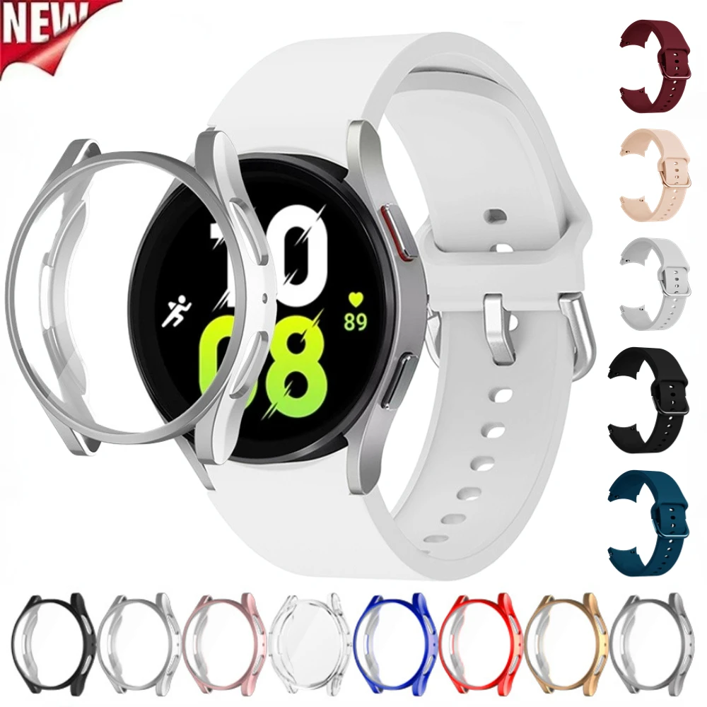 Bracelet + étui pour Samsung Galaxy Watch 5/4, bracelet sport, coque de protection, 44mm, 40mm, 5/4