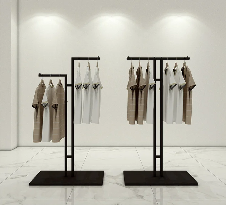 

Island rack in clothing store, floor standing display window display rack, women's clothing store display hanger, clothes rack