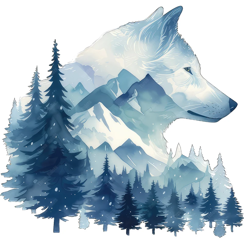 ملصقات حائط للديكور المنزلي ، ثلاث راتل ، رأس ذئب ، فن جبلي ، ملصقات حائط حيوانات #3