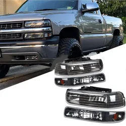 1 Set 4 Piece Headlight Head Light for Chevrolet Chevy Suburban 1999 2000 2001 2002