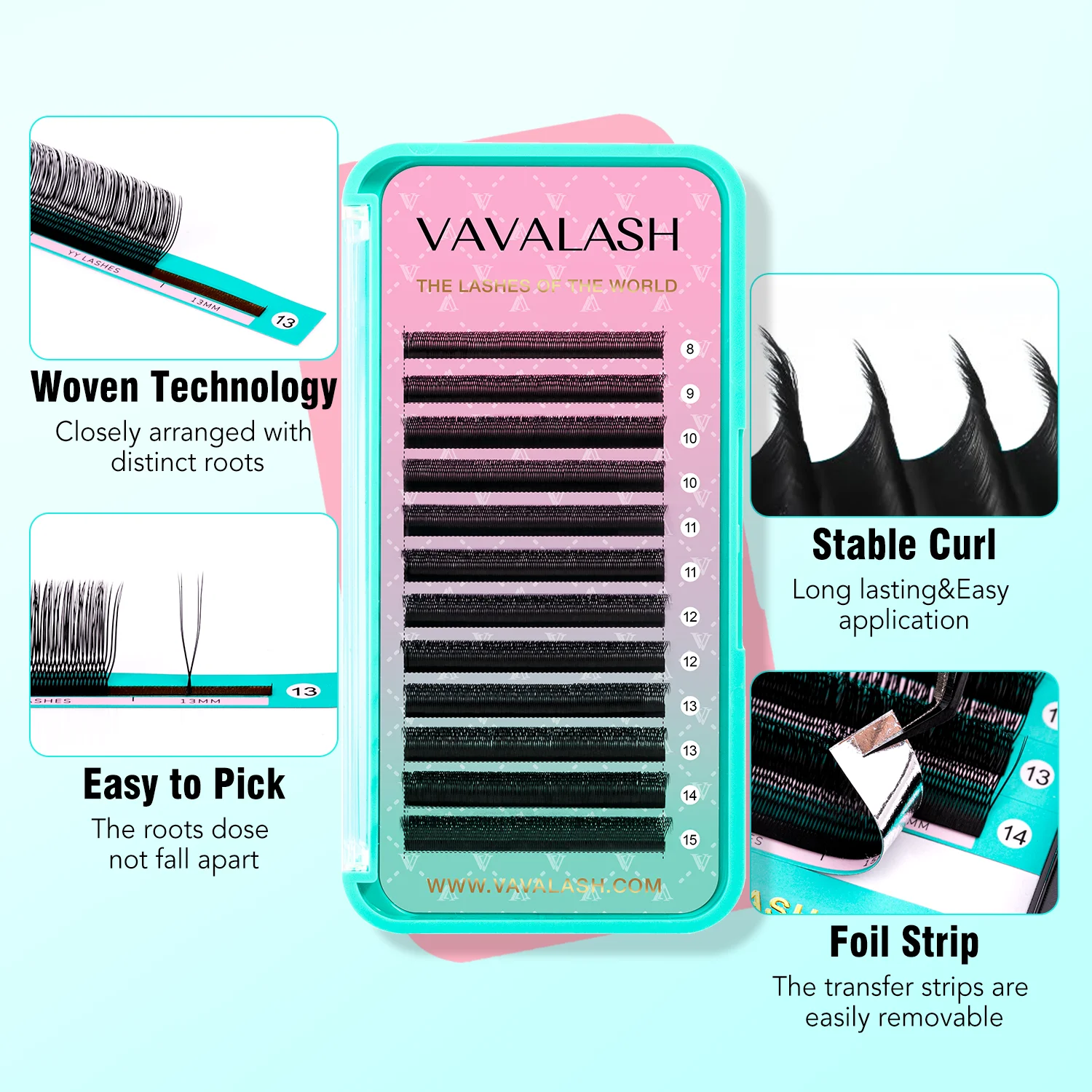 VAVALASH U forme YY cils Premium naturel doux 2D UU cils Premium vison brésilien Cilios Extension de cils outils de maquillage