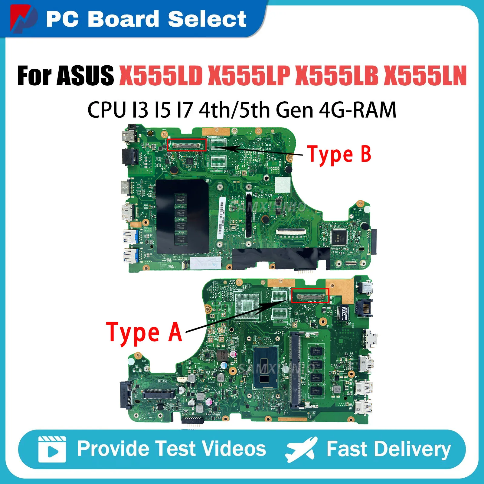 X555LD Mainboard For ASUS X555LA X555LAB A555LA K555LA F555LA R557LA R556LA X555LB Laptop Motherboard I3 I5 I7 4th/5th Gen 4GB
