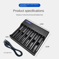 6 Slot Electric Battery Charger Black Home AA/AAA Nimh/Nicd Rechargeable Battery Charger