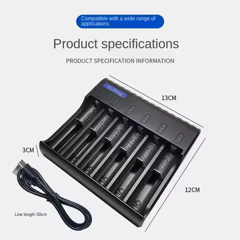 6 Slot Electric Battery Charger Black Home AA/AAA Nimh/Nicd Rechargeable Battery Charger