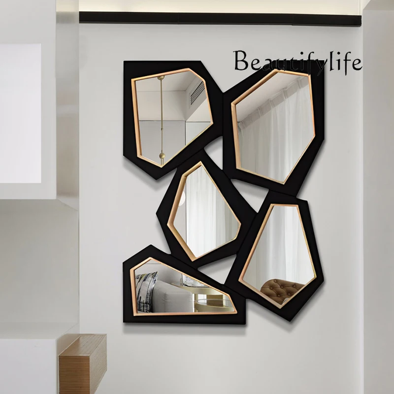 

Living room dining room background wall decorative mirror irregular enigma mirror wall hanging art mirror can be customized