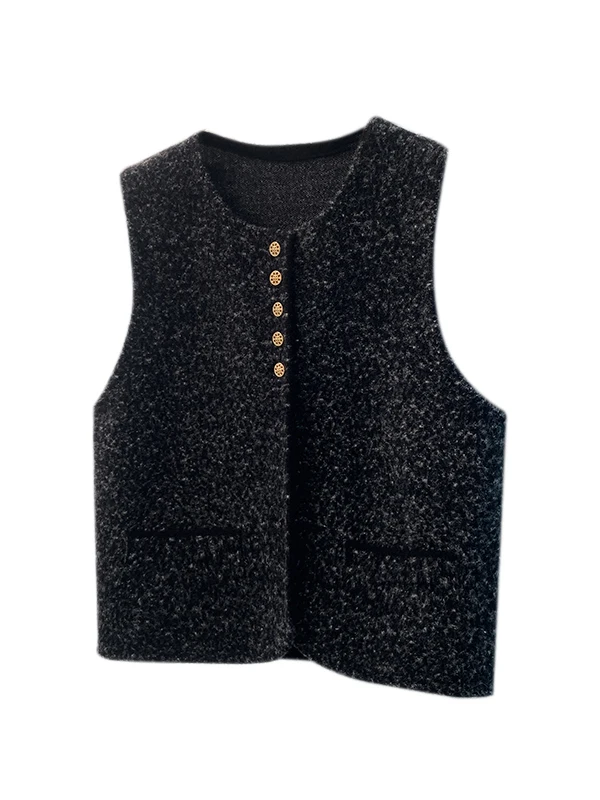 2025 ربيع الخريف العلامة التجارية Little Fraance Sle سترة Svel المرأة Jaet سترة بسيطة تانك القمم تخفيف الجولة Ne واحدة...