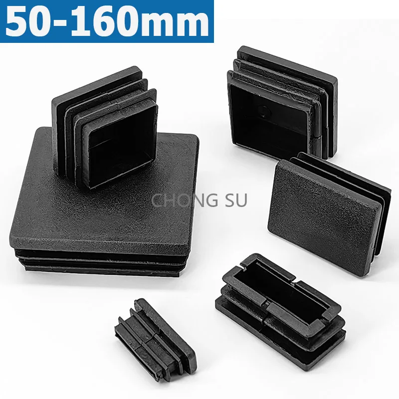 

1/2/4pcs Black Rectangular Plugs Pipe Tube Cap Insert Blanking Stopper Plastic Tubing End Cap 50 60 70 75 80 100 120 150 160mm