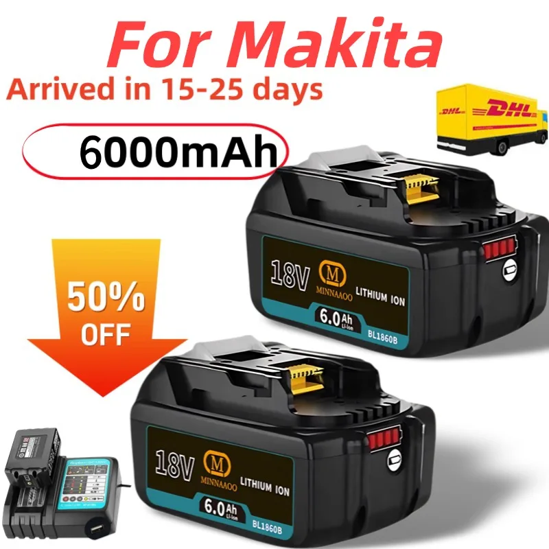 

Оригинальный аккумулятор Makita 18 В, 6000 мАч, литий-ионный, BL1860B, BL1850, LXT, совместимый Сменный блок