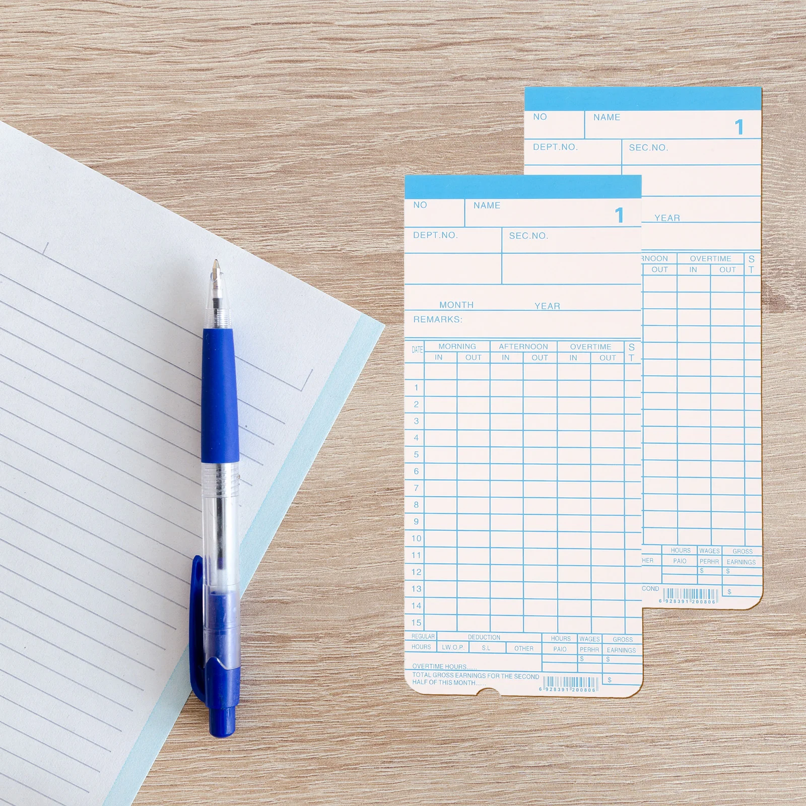 1 conjunto de cartões de tempo de dupla face em inglês, papel de atendimento, uso de escritório, folhas de tempo, cartões de rastreamento de funcionários, material de escritório
