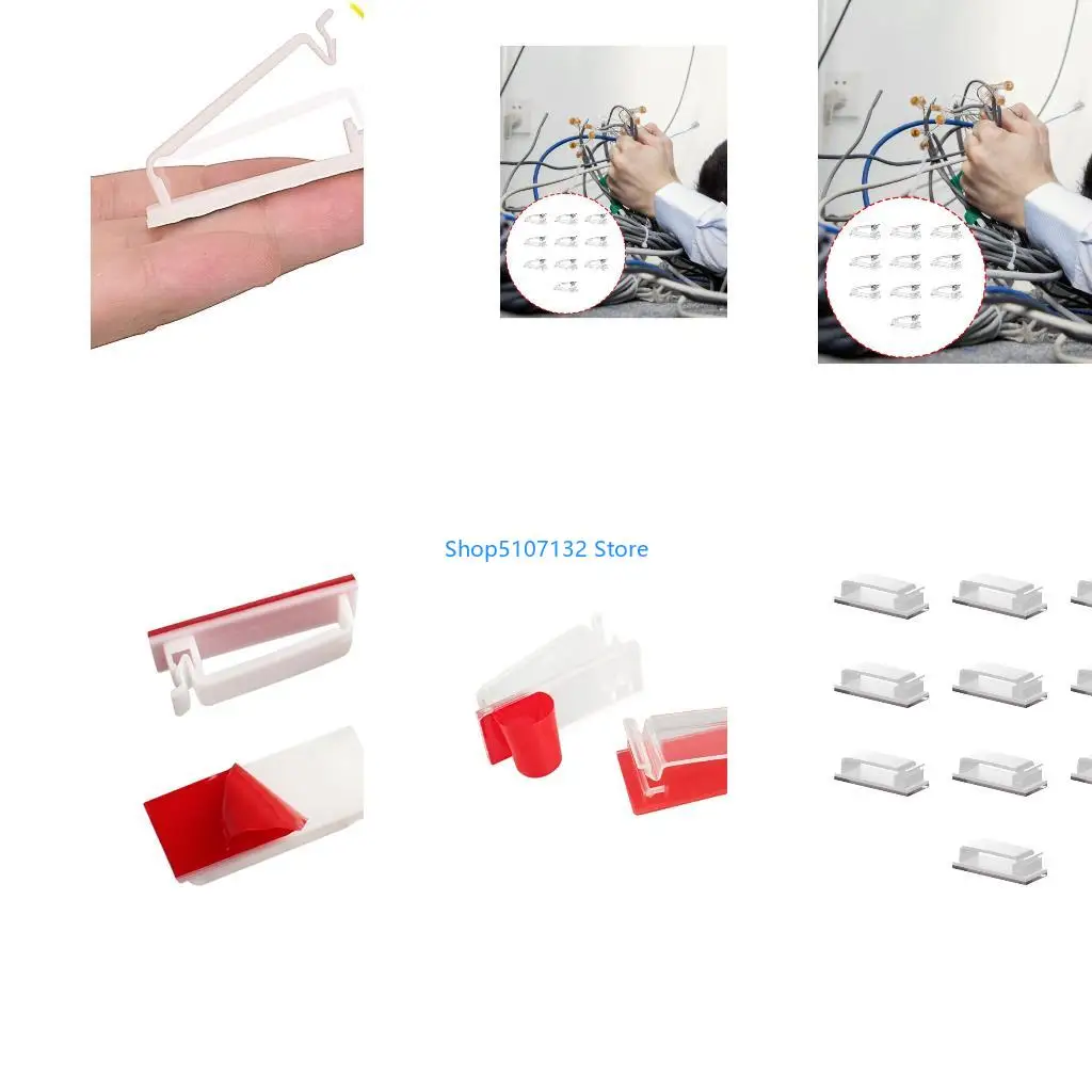 

87HD Pack of 10 Practical Wire Clip with Adhesive Base for Cable Organization Prevention Wire Home Work Cord Holder