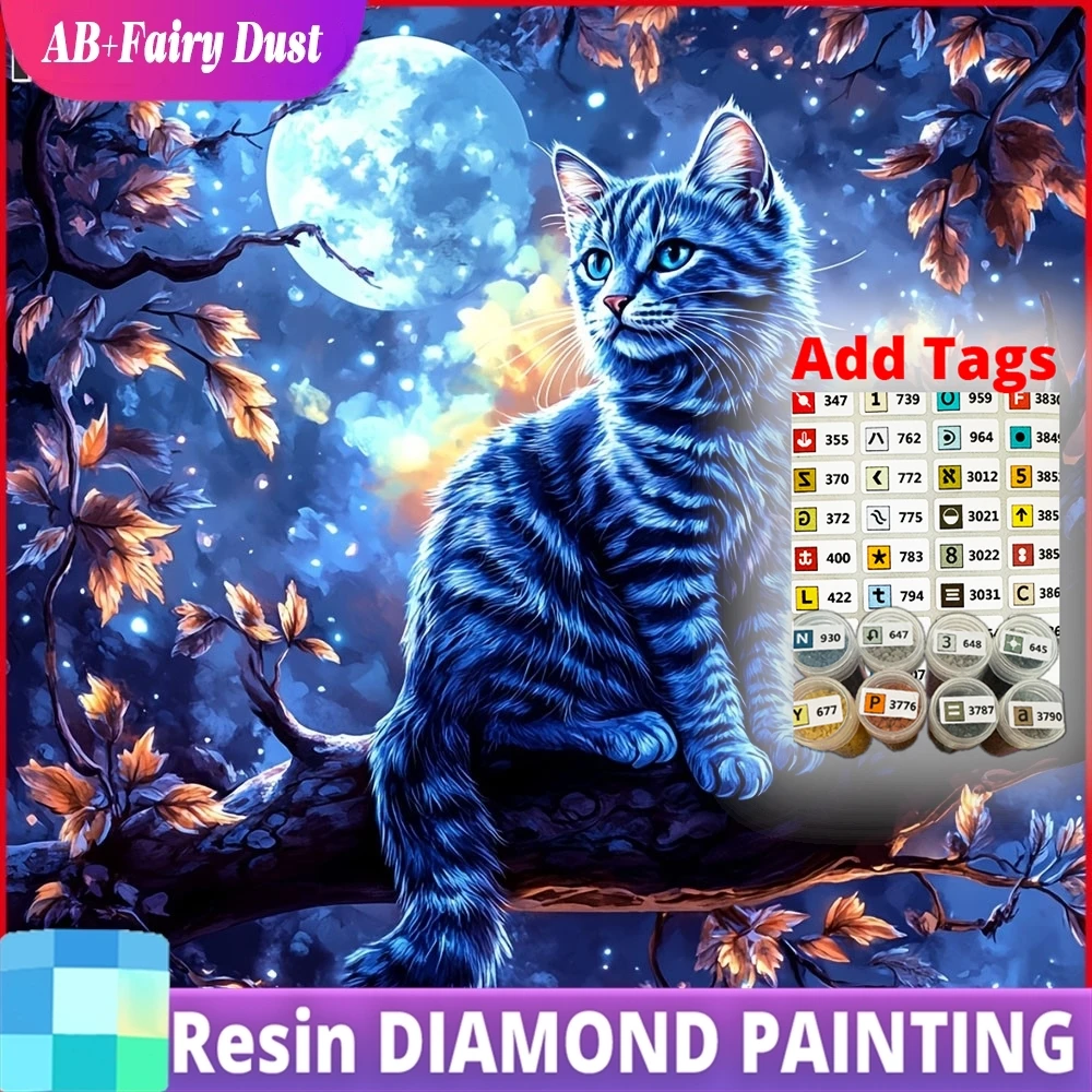 

Новинка 2026: Алмазная мозаика Resin AB Fairy Dust, Алмазная вышивка «Кот и Луна», Алмазная мозаика «Животные и пейзажи», Полный комплект, Подарок ручной работы