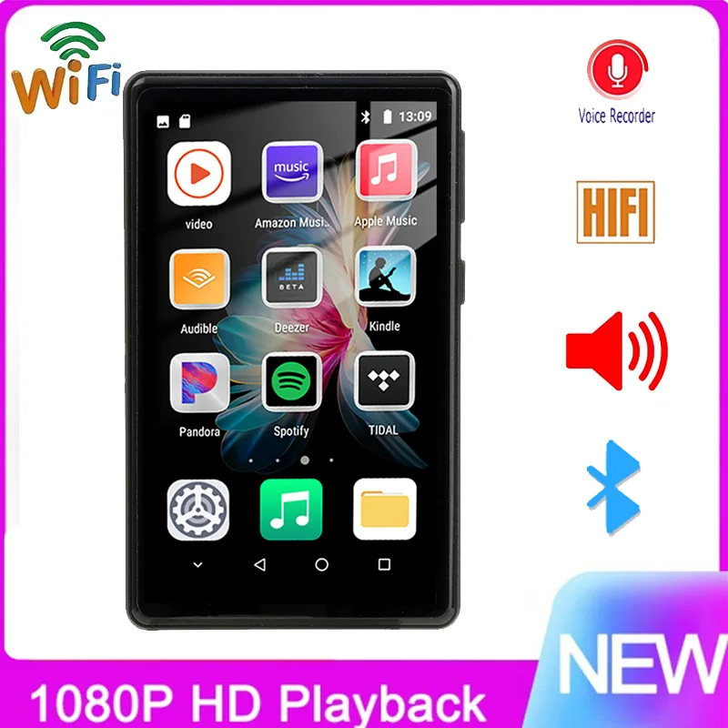 

WiFi MP3 Player Bluetooth 5.0 MP4 MP5 Player 4.0"Full Touch screen Android 8.1 Smart System with Spotify Streaming Music Player