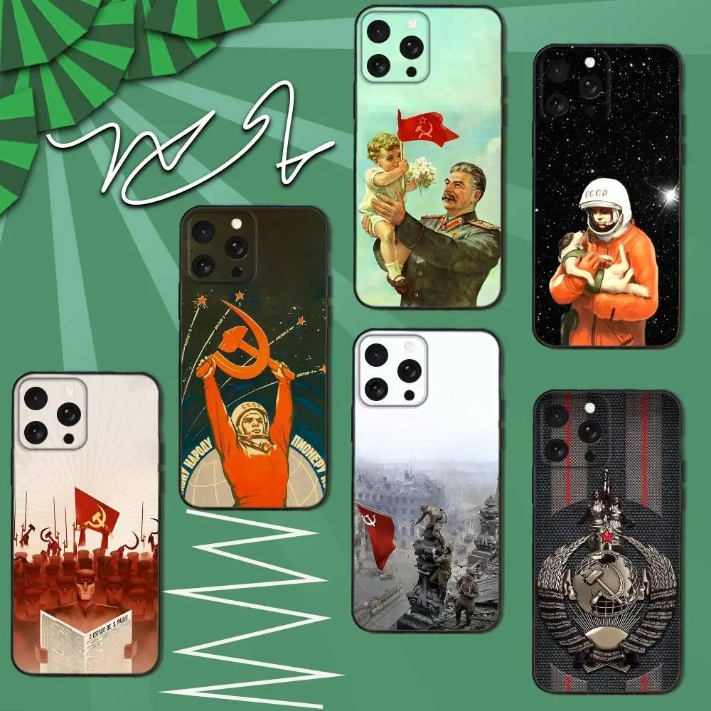 

Russians USSR CCCP Phone Case For iPhone 16e,16,15,14,13,12,11,Pro,X,XS,Max,XR,Plus,Mini Soft Black Cover